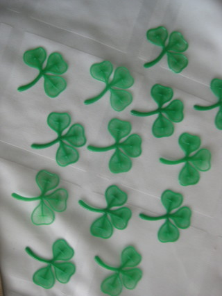 Clover leaf, thin plastic embellishments, 12 pcs. St. Patricks'