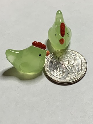 CHICKENS~#6~GREEN~SET OF 2~GLOW IN THE DARK~FREE SHIPPING!