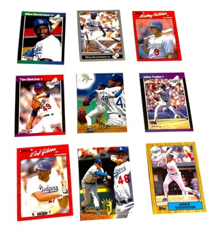 9 Card Lot -Dodgers-Gibson,Scioscia,Hatcher,Belcher,Martinez