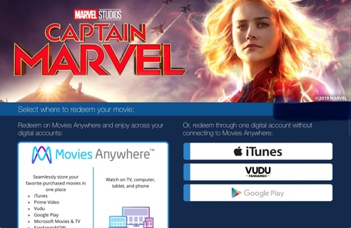 Captain Marvel HD Digital Movie Code