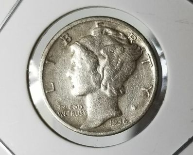 1936 Silver Mercury dime ~ Winged Liberty - 90% Silver US coin