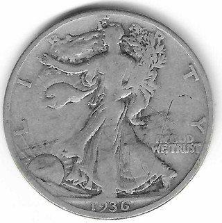 1936 Walking Liberty Half Dollar 90% Silver U.S. 50 Cent Coin