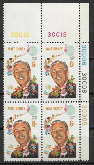 1968 Sc1355 Walt Disney MNH PB4