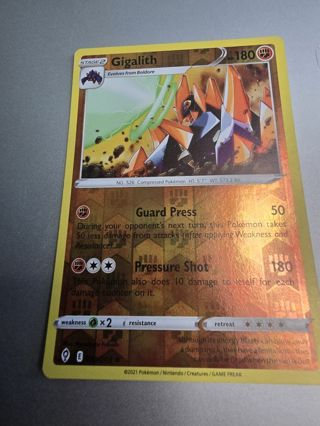 Pokemon Gigalith reverse holo rare card 089/203