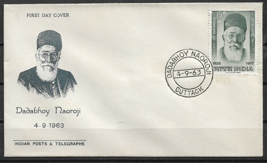 1963 India Sc376 Dadabhoy Naoroji FDC