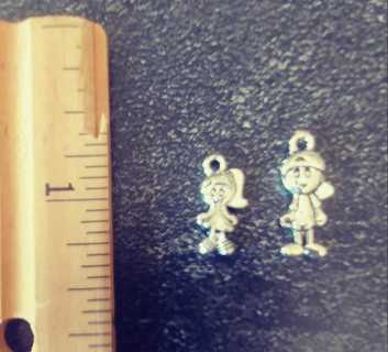 Little Boy & Girl Charms   Double Sided   Pen Pal  Card Making  Jewerly Crafting  Scrapbooking