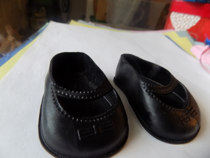 Pair of black rubber doll shoes for 18 inch doll