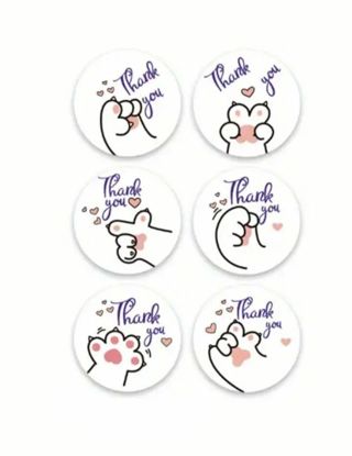 ➡️⭕(6) 1" PAWS 'Thank you' STICKERS!!⭕DOG CAT⭕