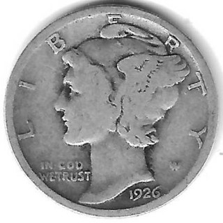 1926 Mercury Dime 90% Silver U.S. 10 Cent Coin