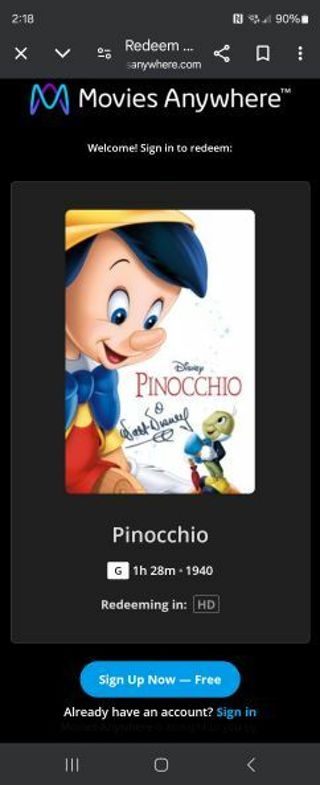 Pinocchio digital blu ray