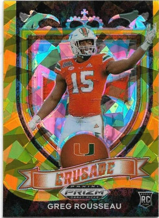 2021 PRIZM DRAFT PICKS GREG ROUSSEAU CRUSADE GOLD CRACKED ICE PRIZM REFRACTOR ROOKIE CARD