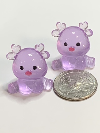 REINDEER~#3~PURPLE~SITTING~SET OF 2~GLOW IN THE DARK~FREE SHIPPING!