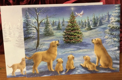 Yellow Lab Dog Family Christmas Card