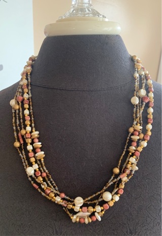Handmade Beaded Layered Necklace 24”