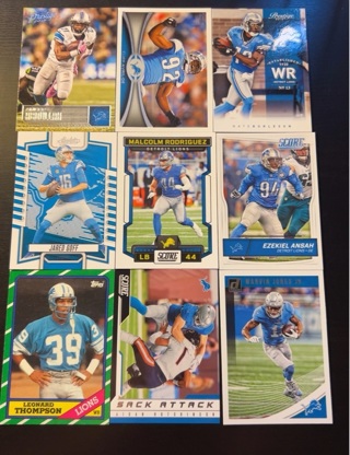 9 Detroit Lions football cards 