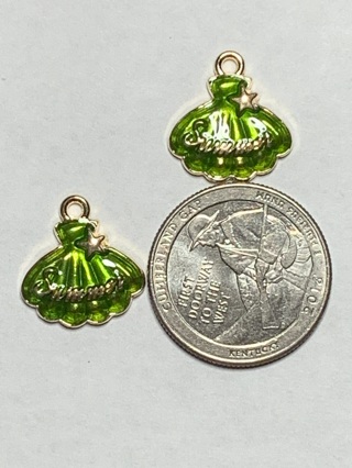 GREEN CHARMS~#18~SET OF 2 CHARMS~FREE SHIPPING!