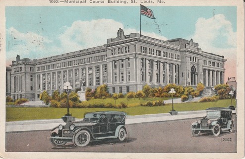 Vintage Used Postcard: 1925 Municipal Court Builing, St Louis, MO