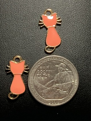 CAT CHARMS~#30~PEACH~BACK VIEW~SET OF 2~FREE SHIPPING!