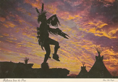 Vintage Unused Postcard: (gin): Sunset on the Reservation, Eagle Dance