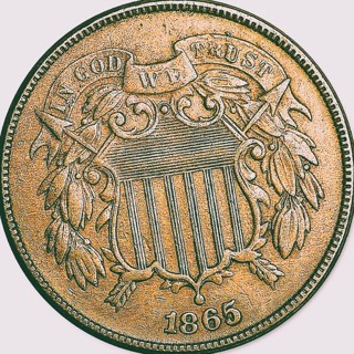 1865 2 cent, Used, Great Date, Refundable, Insured,..