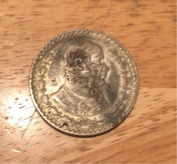 1958 Mexico Silver One Peso Coin 