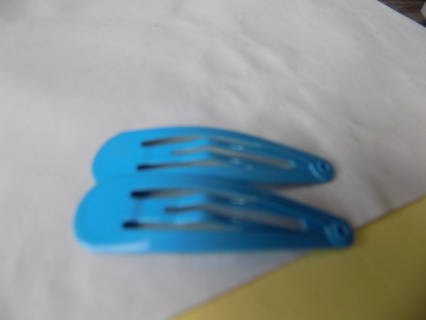 Pair of metal hair clips set # 5 medium blue
