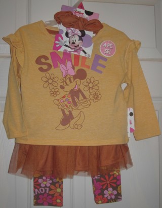 Disney 4 Piece Toddler Outfit Minnie Mouse 18 Mo. NWT Super Cute