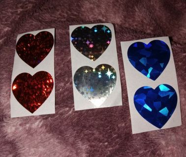 2pc random holographic sparkling heart stickers