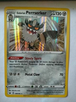 Perrserker 128/202 rare holo nm pokemon