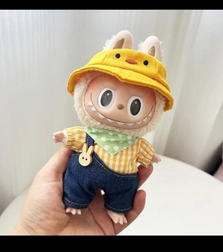 17cm Mini Plush Doll'S Clothes Outfit Accessories for Labubu Clothes Time to chill doll clothes