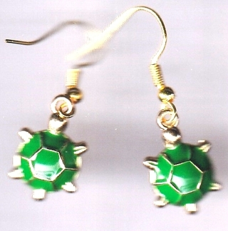 GP ENAMEL GREEN TURTLE EARRINGS #1 (PLEASE READ DESCRIPTION