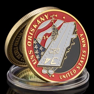 United Navy Oriskany CV-34 Aircraft Carrier Souvenir Coin Gold Plated 