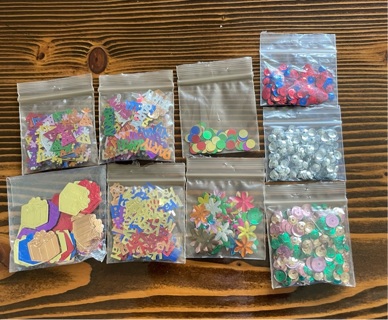 9 Bags of Sequence and Confetti for party’s or crafts 