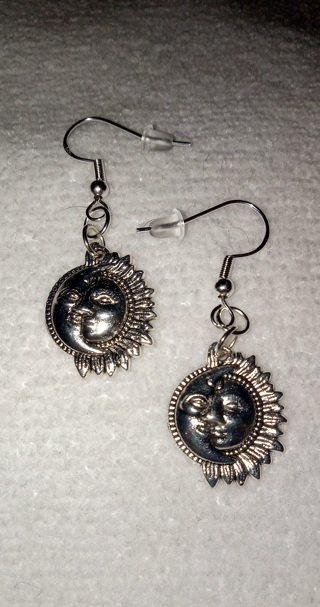 Sun and moon earrings with stetrling eariwires.