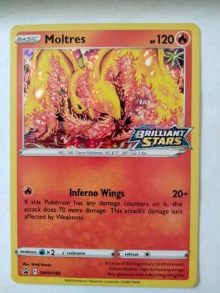 Moltres swsh 185 prerelease holo promo pokemon