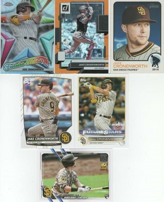 Awesome Set of 6 Jake Cronenworth San Diego Padres w/RC, Orange Parallel & Insert!