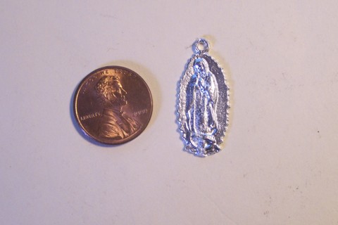 Virgin of Guadalupe Shiny Pewter Mexican Milagro Charm - Mexico