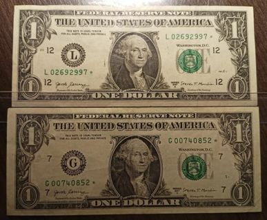 2013 & 2017 USA Star One Dollar Banknotes Circulated 4 Total