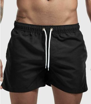 Mens Summer Black Beach Ultra-Thin Swin Shorts Size M/Medium w/Drawstring