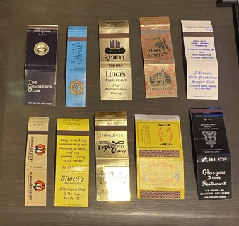 10 DIFFERENT VINTAGE MATCHBOOK COVERS