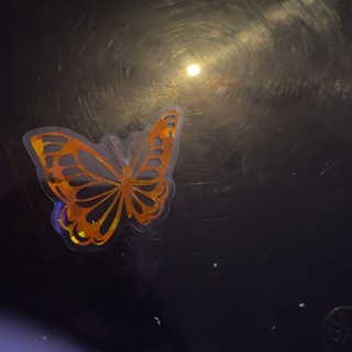 Orange, holographic butterfly sticker