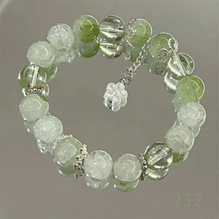 Simple Green Popcorn Crystal Bracelet For Women Girls Korean ins Flower Fox Feather Tassel Bracelets