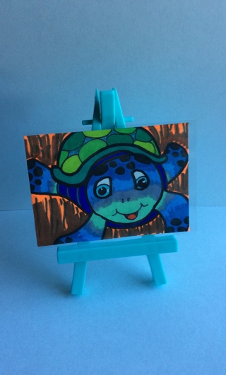 Bluey the Turtle original drawing aceo