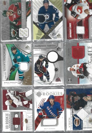 Lot [1] 9 Relic Hockey Game Used Jersey Cards