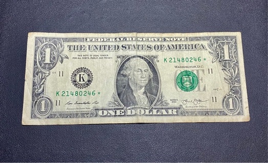 One Dollar Bill * Star Note!