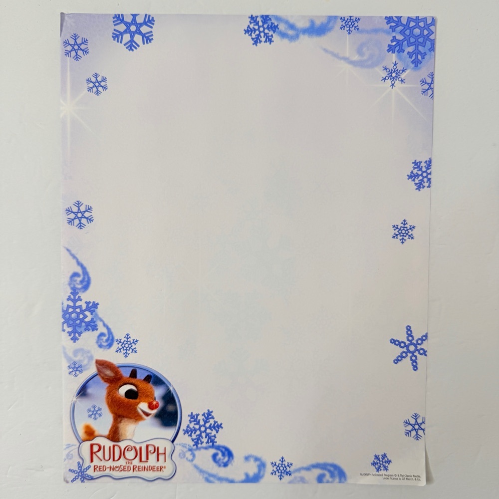 Free: Rudolph the Red Nosed Reindeer Paper Stationery 