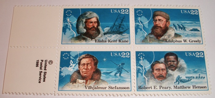 Scott #2220-23, Arctic Explorers, Pane of 4 Useable 22¢ US Postage Stamps