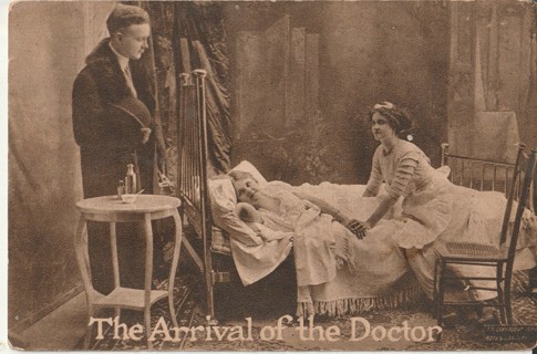 Vintage Unused Postcard: Arrival of the Doctor