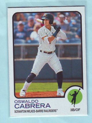 2022 Topps Heritage Minors Oswaldo Cabrera PRE ROOKIE Baseball Card # 29 Yankees