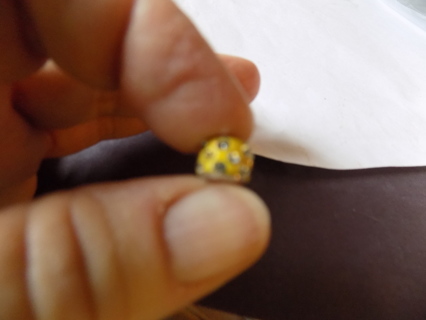 Yellow crystal rhinestone pave Euro bead
